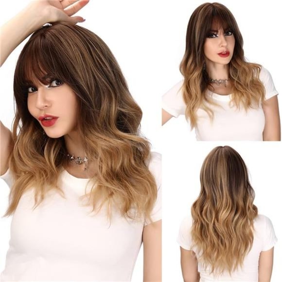 Blonde Mixed Brown Wigs for Women Girls 22 Inches